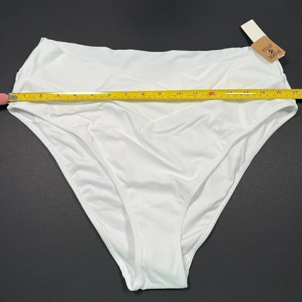 Victoria Secret Pink XXL 2XL High Waist Bikini Bottom High Leg V Front White